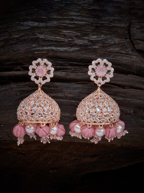 

Kushal's Fashion Jewellery Pink Contemporary Jhumkas Earrings
