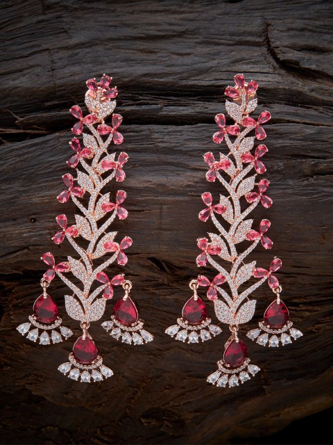 

Kushal's Fashion Jewellery Red Contemporary Jhumkas Earrings