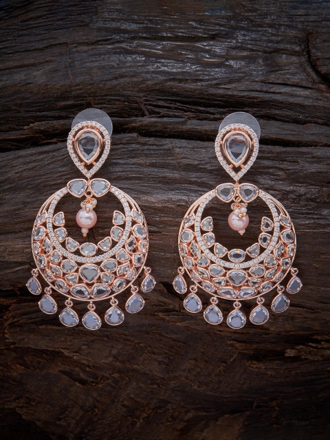 

Kushal's Fashion Jewellery White Contemporary Chandbalis Earrings