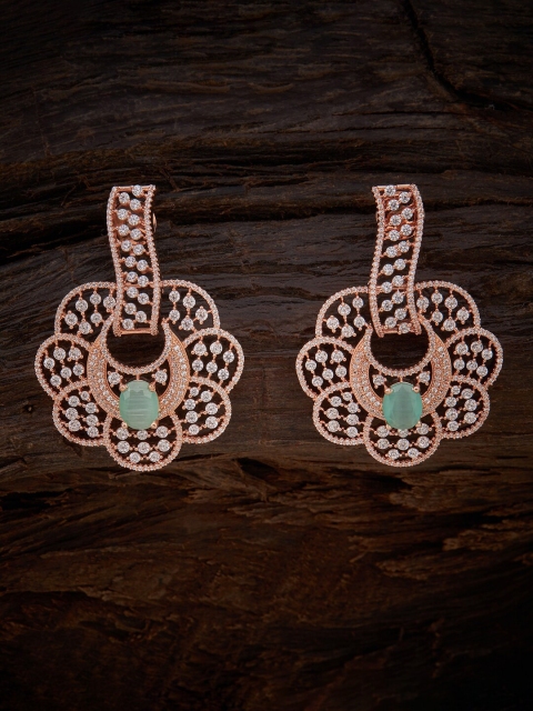 

Kushal's Fashion Jewellery Mint Green Rose-Gold Plated Contemporary Drop Earrings