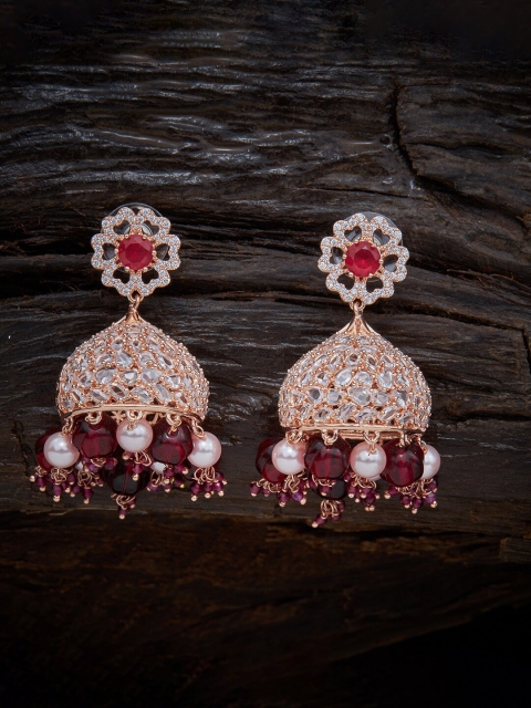 

Kushal's Fashion Jewellery Red Contemporary Jhumkas Earrings