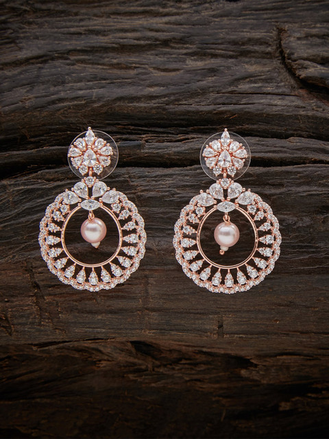 

Kushal's Fashion Jewellery White Contemporary Chandbalis Earrings