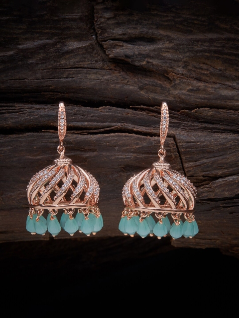 

Kushal's Fashion Jewellery Sea Green & Rose Gold Contemporary Drop Earrings