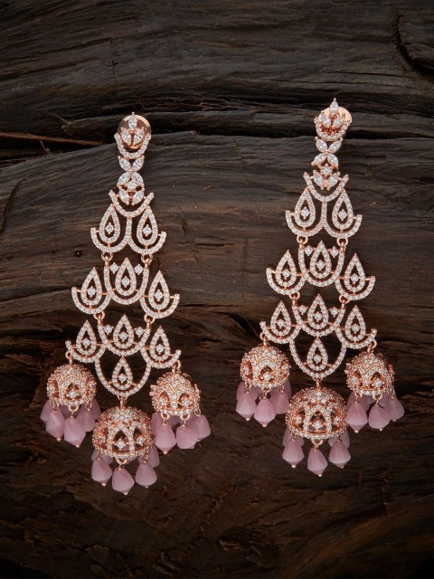 

Kushal's Fashion Jewellery Pink Contemporary Chandbalis Earrings