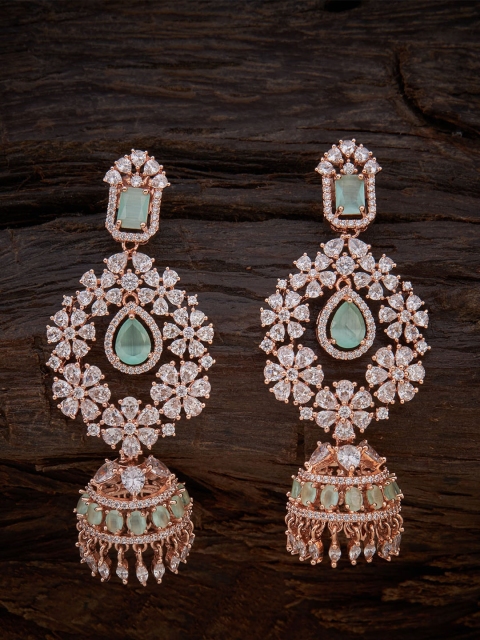 

Kushal's Fashion Jewellery Sea Green Contemporary Jhumkas Earrings