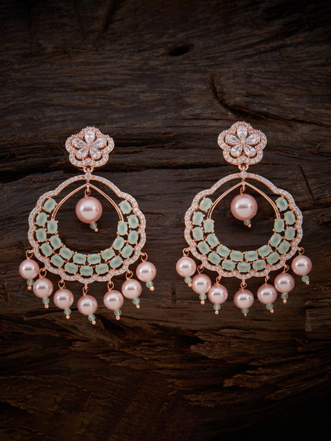 

Kushal's Fashion Jewellery Sea Green Contemporary Chandbalis Earrings