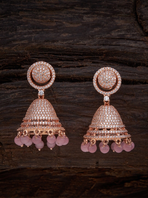 

Kushal's Fashion Jewellery Pink Dome Shaped Jhumkas Earrings