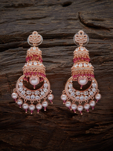 

Kushal's Fashion Jewellery White Contemporary Chandbalis Earrings