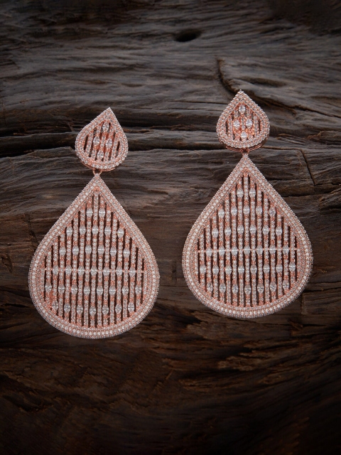 

Kushal's Fashion Jewellery White Rose-Gold Plated Contemporary Drop Earrings