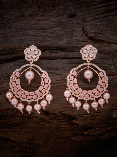 

Kushal's Fashion Jewellery Pink Contemporary Chandbalis Earrings