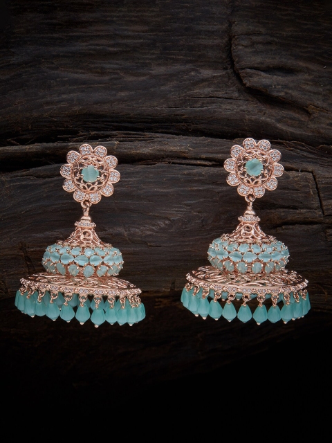 

Kushal's Fashion Jewellery Sea Green Contemporary Jhumkas Earrings