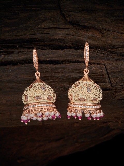 

Kushal's Fashion Jewellery Red Contemporary Jhumkas Earrings