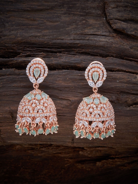 

Kushal's Fashion Jewellery Sea Green Contemporary Jhumkas Earrings