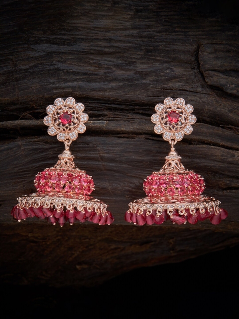 

Kushal's Fashion Jewellery Red Contemporary Jhumkas Earrings