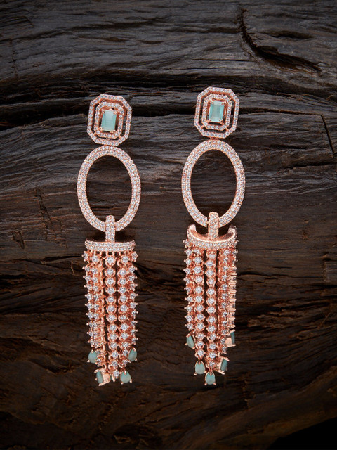 

Kushal's Fashion Jewellery Rose Gold-Plated Sea Green Contemporary Drop Earrings