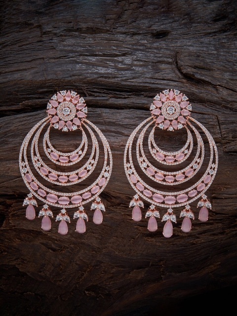 

Kushal's Fashion Jewellery Pink Contemporary Chandbalis Earrings