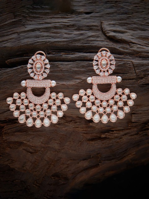 

Kushal's Fashion Jewellery White Contemporary Chandbalis Earrings