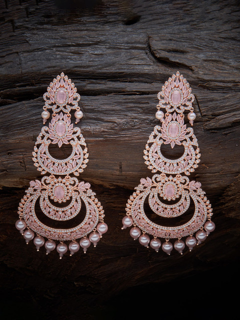 

Kushal's Fashion Jewellery Pink Contemporary Chandbalis Earrings