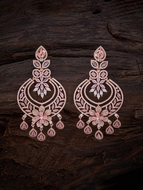 

Kushal's Fashion Jewellery Pink Contemporary Chandbalis Earrings