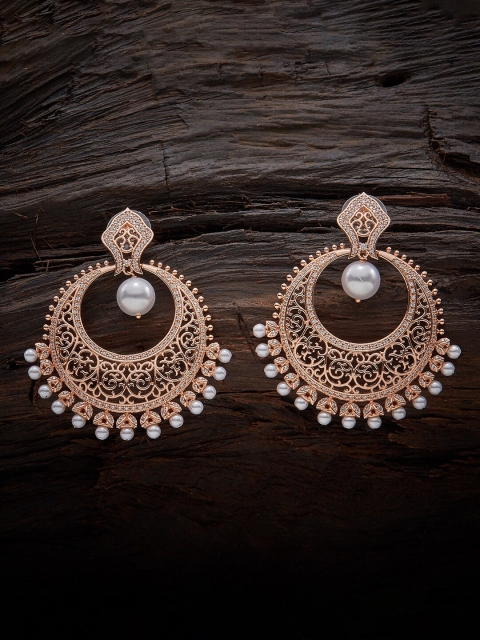 

Kushal's Fashion Jewellery White Contemporary Chandbalis Earrings