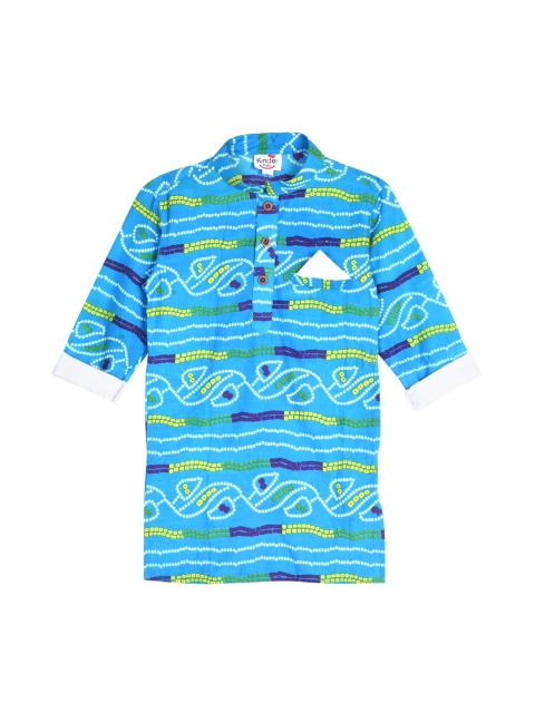 

Kinder Kids Boys Blue Bandhani Printed Kurta