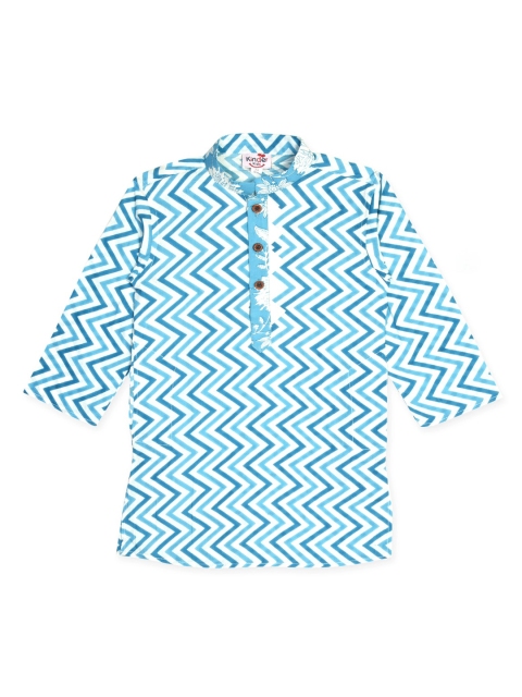

Kinder Kids Boys Blue & White Chevron Printed Kurta