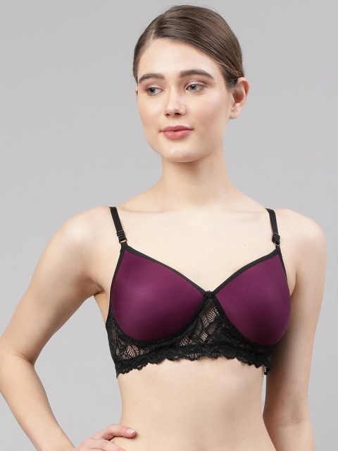

PrettyCat Burgundy & Black Lightly Padded T Shirt Bra