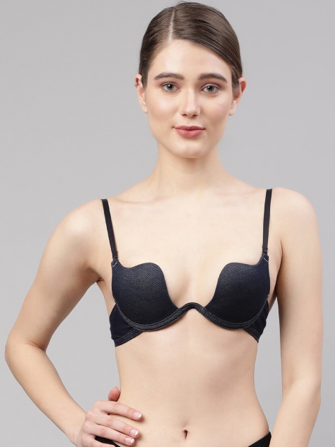 

PrettyCat Navy Blue Underwired Lightly Padded Plunge Bra