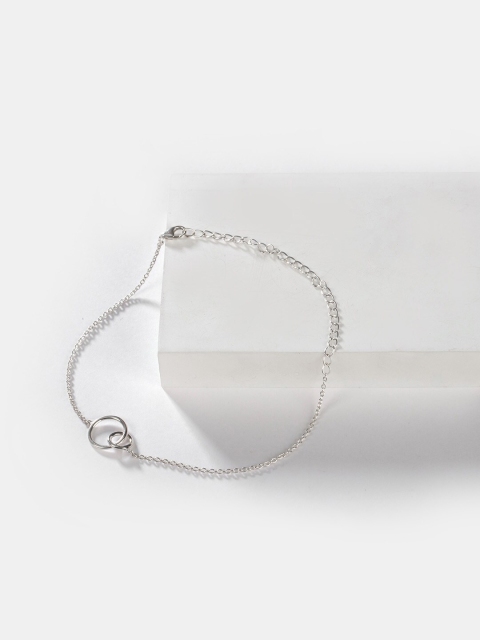 

SHAYA 925 Sterling Silver-Toned Circle Detailed Anklet
