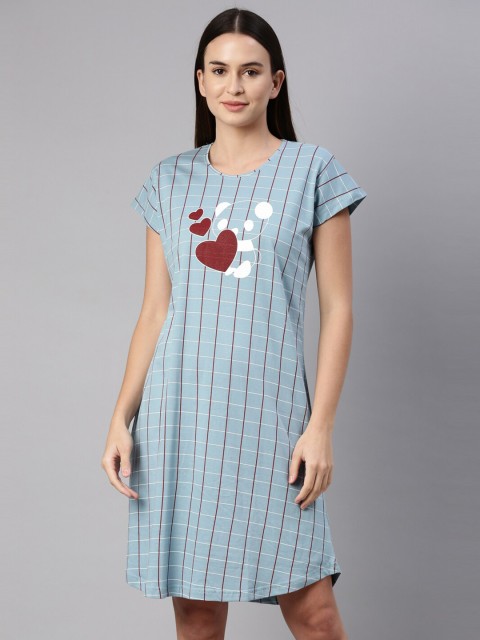 

GOLDSTROMS Blue Checked Printed Nightdress