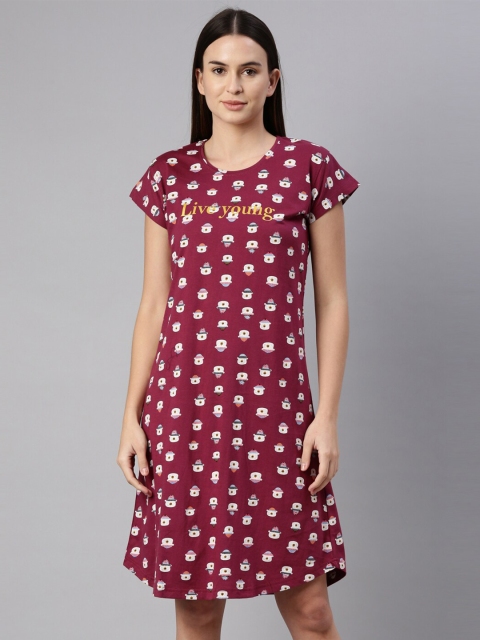 

GOLDSTROMS Women Magenta Printed Nightdress