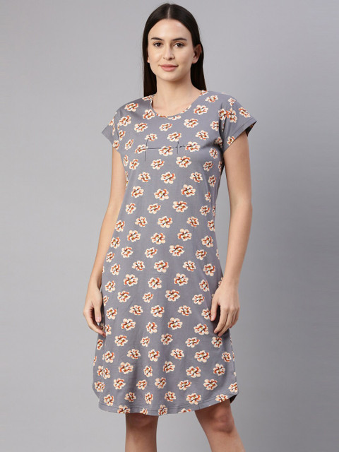 

GOLDSTROMS Women Grey Printed T-Shirt Nightdress