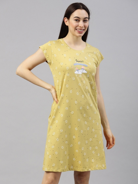 

GOLDSTROMS Women Yellow Printed Nightdress