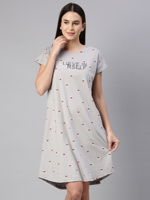 

GOLDSTROMS Grey & Maroon Printed Nightdress