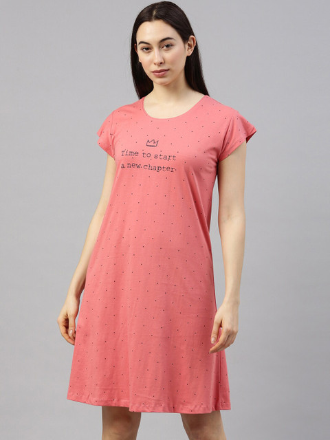 

GOLDSTROMS Peach-Coloured Printed Nightdress