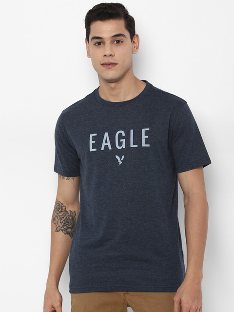 

AMERICAN EAGLE OUTFITTERS Men Navy Blue Typography Printed T-shirt