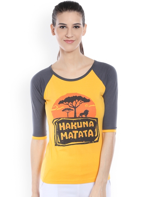 

The Dry State Women Yellow Printed Scoop Neck T-shirt