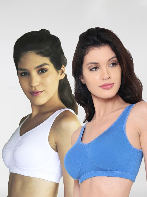 

laavian Pack Of 2 Blue & White Bra