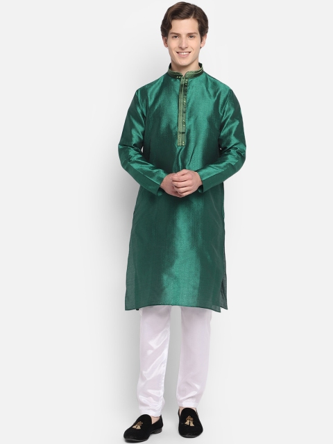 

DEVOILER Men Green Kurta
