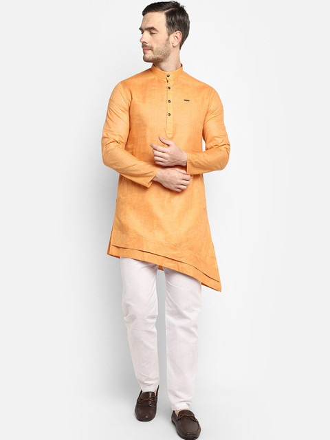 

DEVOILER Men Orange Solid Kurta