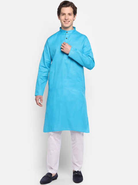 

DEVOILER Men Blue Solid Kurta
