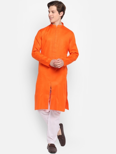 

DEVOILER Men Orange Kurta