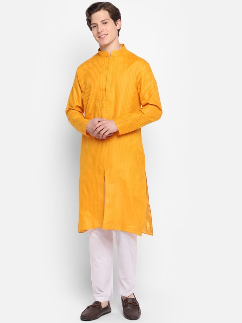 

DEVOILER Men Mustard Yellow Kurta
