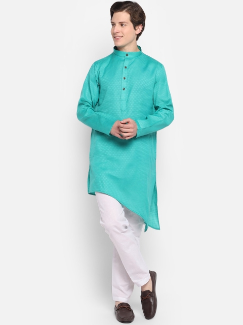 

DEVOILER Men Turquoise Blue Kurta