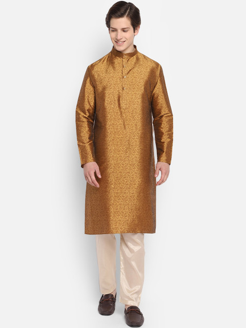 

DEVOILER Men Bronze-Toned Floral Printed Kurta