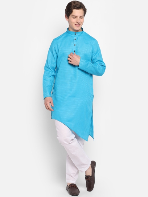 

DEVOILER Men Turquoise Blue Kurta