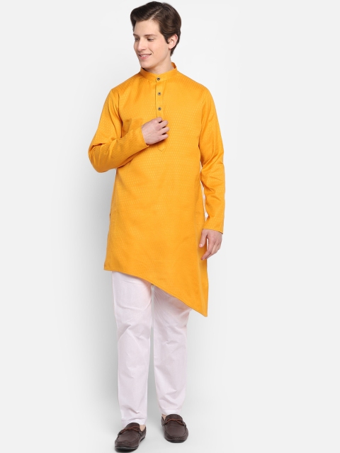 

DEVOILER Men Mustard Yellow Kurta
