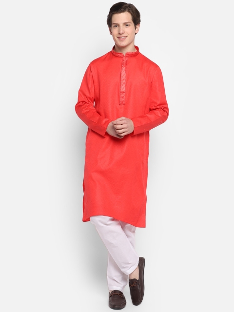 

DEVOILER Men Red Kurta
