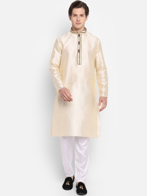 

DEVOILER Men Off White Thread Work Kurta