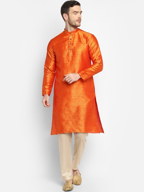 

DEVOILER Men Orange Kurta